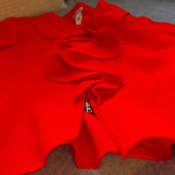 Stunning Oscar de la Renta Red Long-Sleeve Jacket  two-way zip front Blazer SZ 4 - Picture 7 of 13